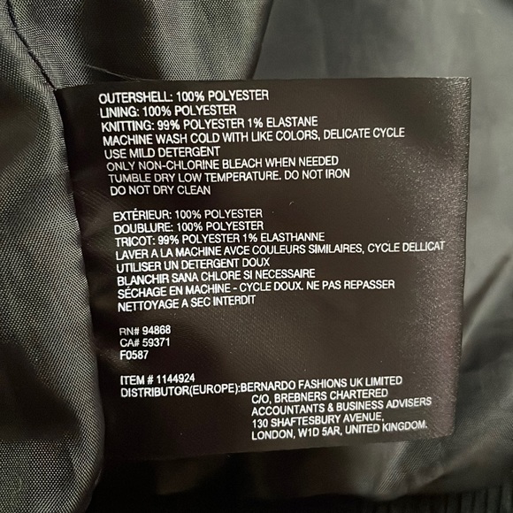 Black Bomber Jacket BERNARDO Zip Up Lightweight Sweatshirt Mens Size Small - Picture 5 of 7